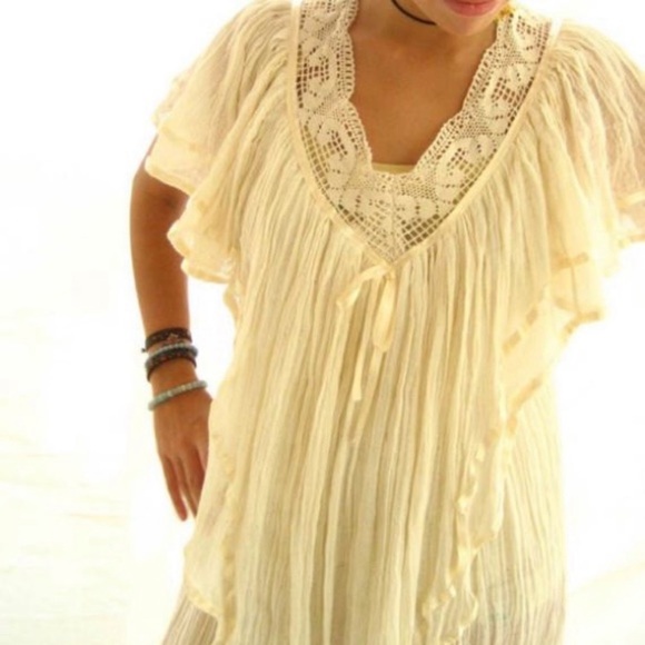 Mexican V Neck Mini Dress Blouse - Picture 3 of 5